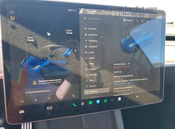 7SAYGDEF3NF393720 2022 TESLA MODEL Синий Вид щитка приборов