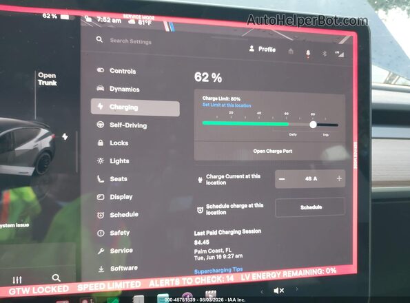 7SAYGDEF3NF404313 2022 TESLA MODEL Y Серый 