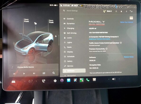 7SAYGDEF4NF507661 2022 TESLA MODEL White Вид щитка приладів