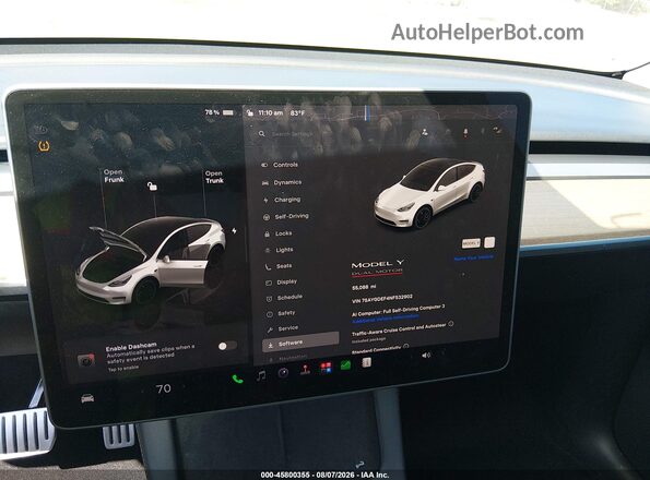 7SAYGDEF4NF532902 2022 TESLA MODEL Y White 