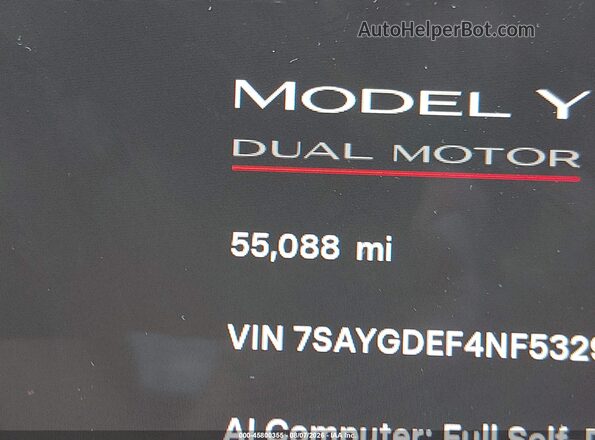 7SAYGDEF4NF532902 2022 TESLA MODEL Y White 