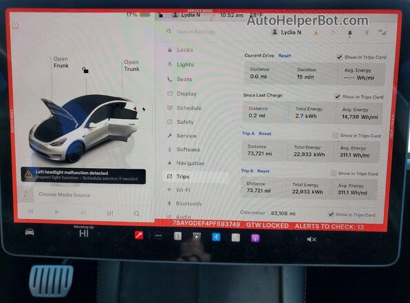 7SAYGDEF4PF593749 2023 TESLA MODEL White Vista del cuadro de instrumentos