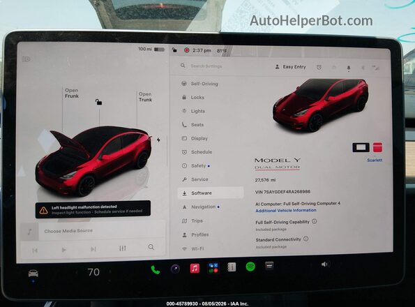7SAYGDEF4RA268986 2024 TESLA MODEL Y Red Հետևի նստատեղերի տեսք