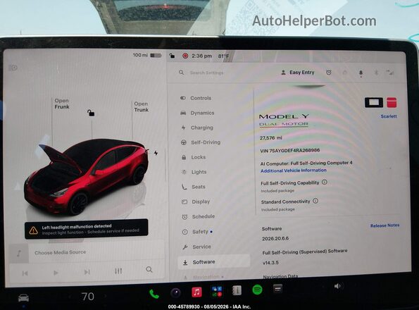 7SAYGDEF4RA268986 2024 TESLA MODEL Y Red 