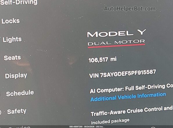 7SAYGDEF5PF915587 2023 TESLA MODEL Y Black 