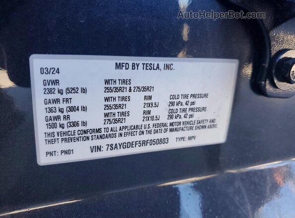 7SAYGDEF5RF050803 2024 TESLA MODEL Black Вид підкапотного простору