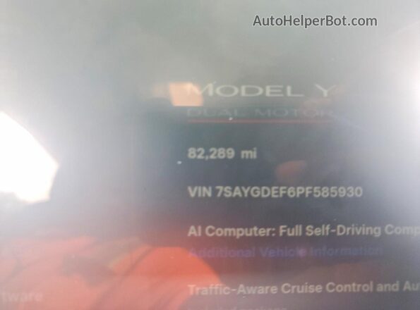 7SAYGDEF6PF585930 2023 TESLA MODEL Burgundy Вид щитка приладів