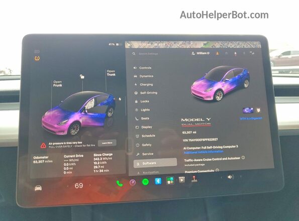 7SAYGDEF6PF622927 2023 TESLA MODEL Blue Вид щитка приладів