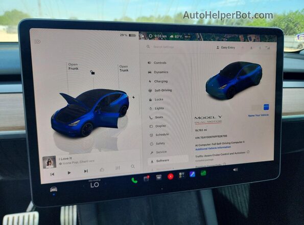 7SAYGDEF6PF826708 2023 TESLA MODEL Blue Vista del cuadro de instrumentos