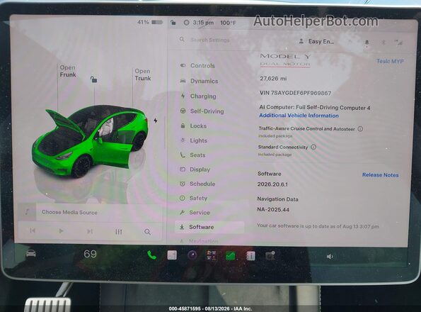 7SAYGDEF6PF969867 2023 TESLA MODEL Y Blue 