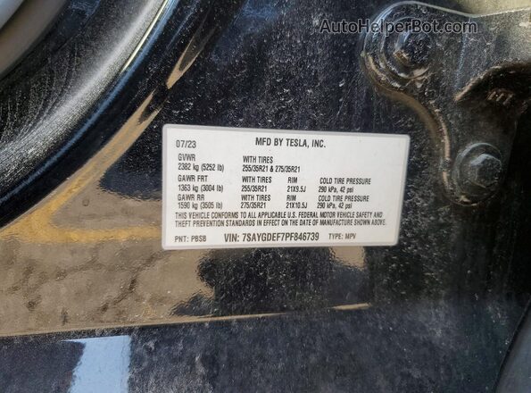 7SAYGDEF7PF846739 2023 TESLA MODEL Black Շարժիչի բաժամունքի տեսք