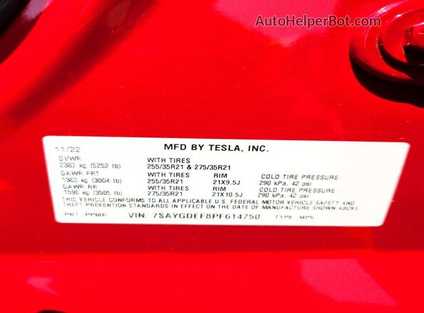 7SAYGDEF8PF614750 2023 TESLA MODEL Красный Вид подкапотного пространства