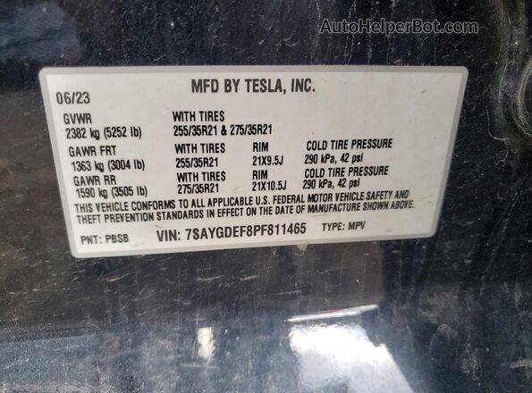 7SAYGDEF8PF811465 2023 TESLA MODEL Black Vista del compartimento del motor