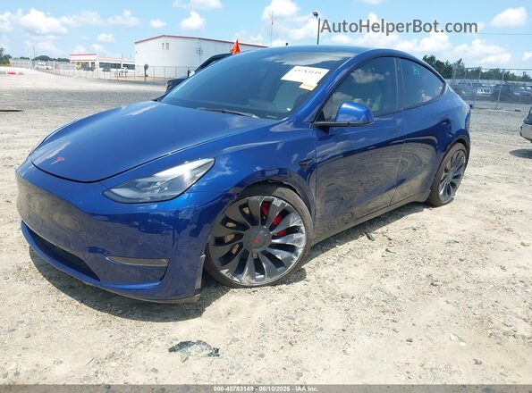7SAYGDEF9NF390112 2022 TESLA MODEL Y Blue Передня ліва чверть