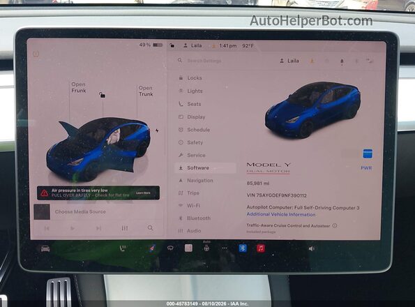 7SAYGDEF9NF390112 2022 TESLA MODEL Y Blue 