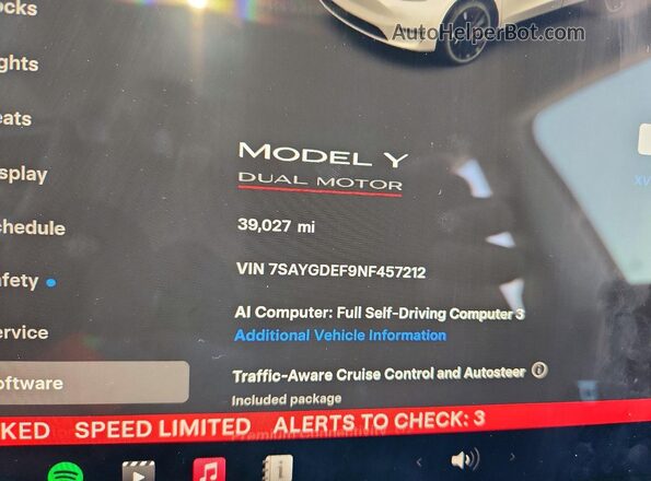 7SAYGDEF9NF457212 2022 TESLA MODEL Белый Вид щитка приборов