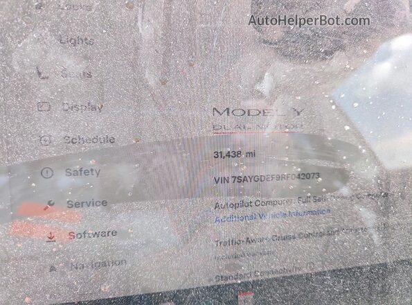 7SAYGDEF9RF042073 2024 TESLA MODEL Gray ხელსაწყოთა პანელის ხედი