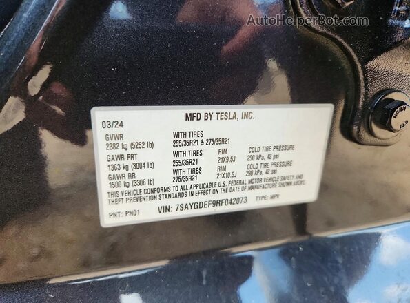 7SAYGDEF9RF042073 2024 TESLA MODEL Gray ძრავის განყოფილების ხედი