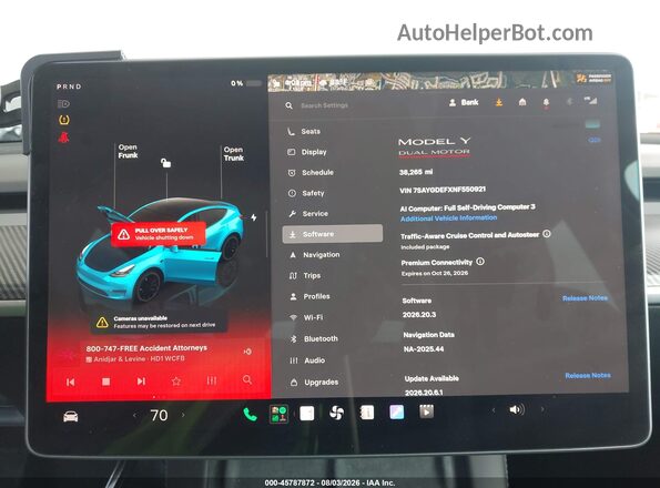 7SAYGDEFXNF550921 2022 TESLA MODEL Y White Vista de los asientos traseros