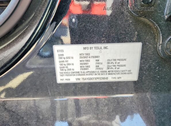 7SAYGDEFXPF839848 2023 TESLA MODEL Black Вид підкапотного простору