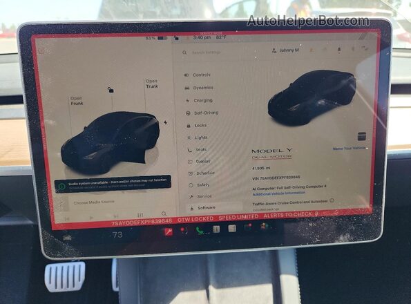 7SAYGDEFXPF839848 2023 TESLA MODEL Black Вид щитка приладів