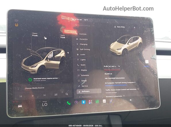 7SAYGDEFXRA303594 2024 TESLA MODEL Y Gray უკანა სავარძლების ხედი
