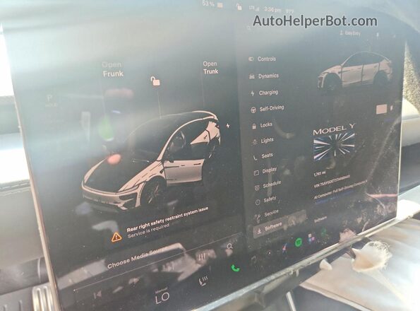7SAYGDET3TA688445 2026 TESLA MODEL Black Սարքավորումների վահանակի տեսք