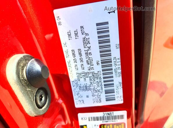 7SVAAABA2RX047215 2024 TOYOTA SEQUOIA Red Vista de la etiqueta del VIN