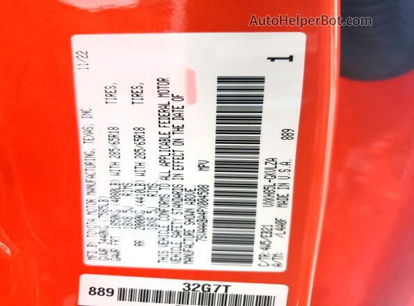 7SVAAABA4PX004508 2023 TOYOTA SEQUOIA Orange Widok wnętrza 360 stopni