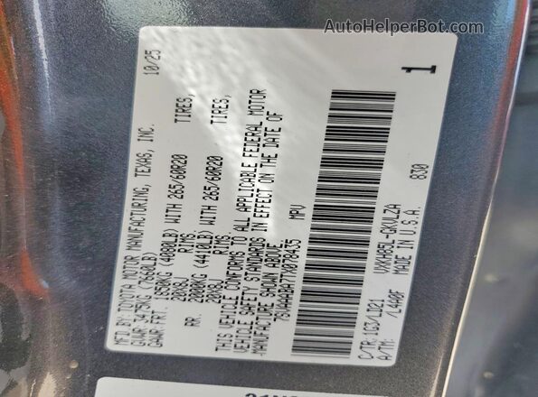 7SVAAABA7TX078435 2026 TOYOTA SEQUOIA Silver Widok naklejki z numerem VIN