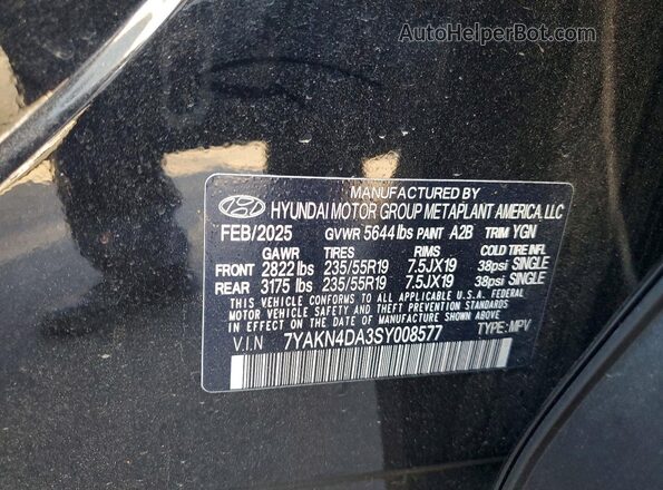 7YAKN4DA3SY008577 2025 HYUNDAI IONIQ Black VIN կոդի պիտակի տեսք