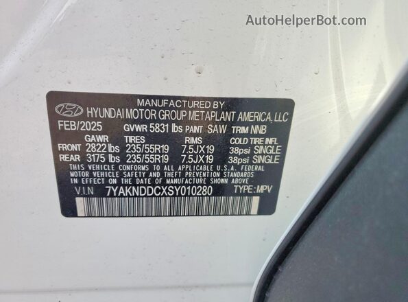 7YAKNDDCXSY010280 2025 HYUNDAI IONIQ White Widok wnętrza 360 stopni