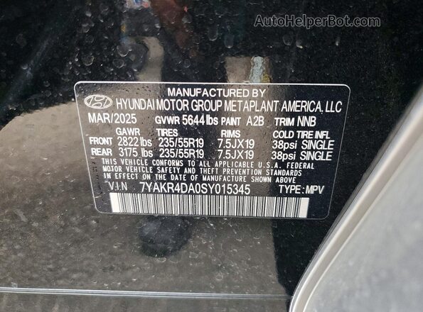 7YAKR4DA0SY015345 2025 HYUNDAI IONIQ Черный Вид наклейки с VIN-кодом