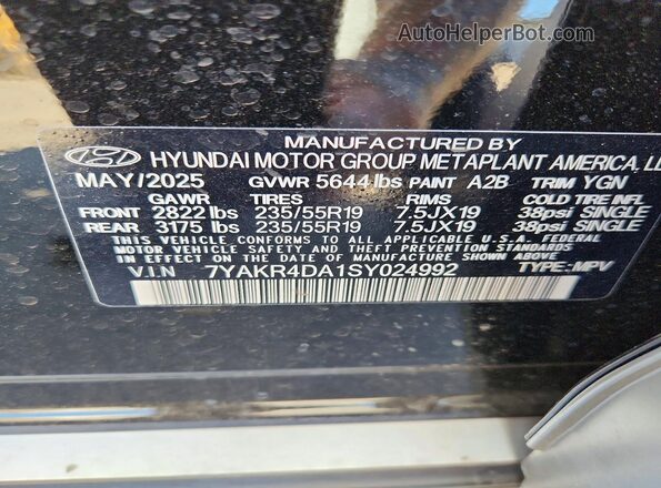 7YAKR4DA1SY024992 2025 HYUNDAI IONIQ Black Vista del compartimento del motor