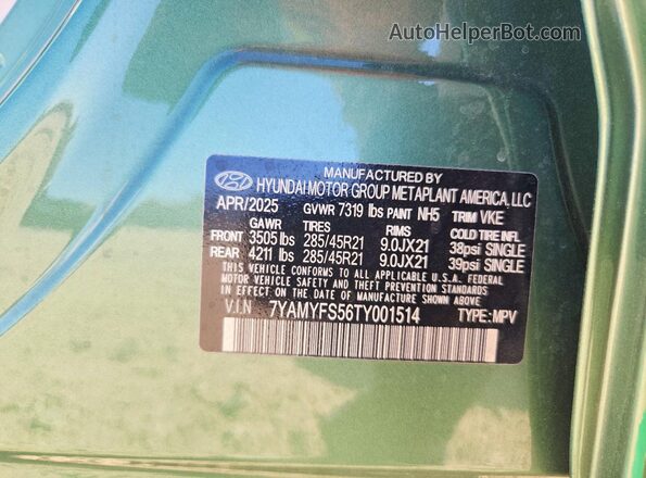 7YAMYFS56TY001514 2026 HYUNDAI IONIQ Green Widok wnętrza 360 stopni