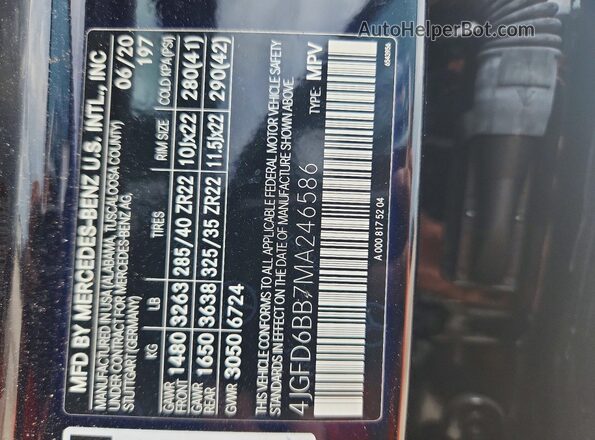 4JGFD6BB7MA246586 2021 MERCEDES-BENZ GLE Black 