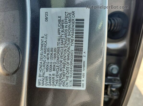 19UDE4H39RA009572 2024 ACURA INTEGRA Серый Вид наклейки с VIN-кодом