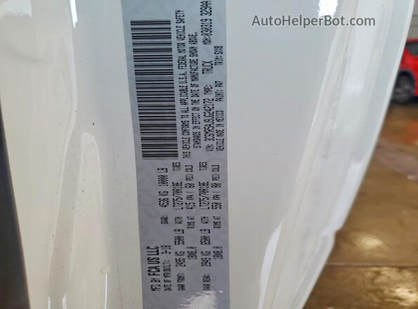 3C6MR5AJ9JG242172 2018 RAM 2500 White VIN კოდის სტიკერის ხედი