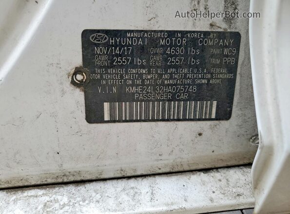 KMHE24L32HA075748 2017 HYUNDAI SONATA White VIN կոդի պիտակի տեսք