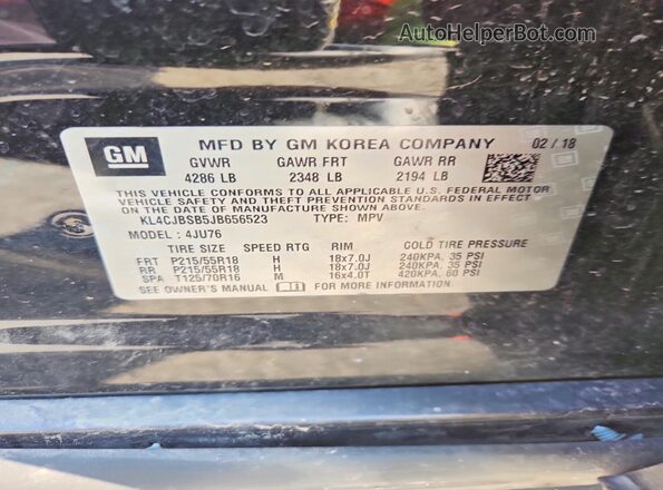 KL4CJBSB5JB656523 2018 BUICK ENCORE Black სალონის 360-გრადუსიანი ხედი