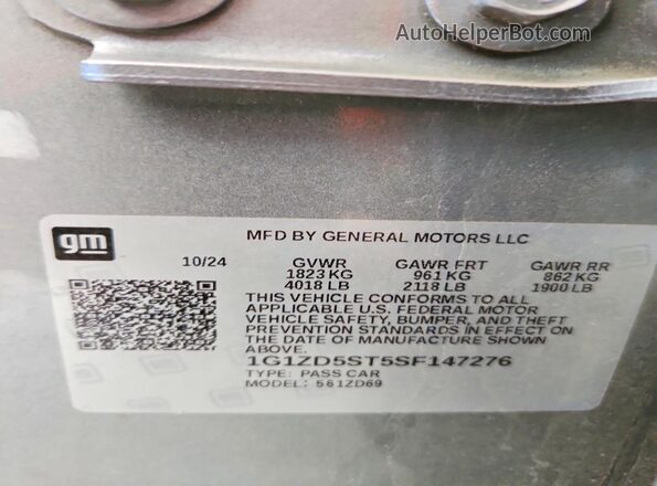 1G1ZD5ST5SF147276 2025 CHEVROLET MALIBU Серый Вид наклейки с VIN-кодом