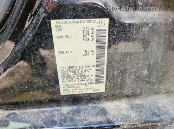 1N4BL4CV4KC160694 2019 NISSAN ALTIMA Black Widok wnętrza 360 stopni