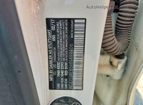 WDDSJ4EB5HN499406 2017 MERCEDES-BENZ CLA-CLASS White VIN კოდის სტიკერის ხედი