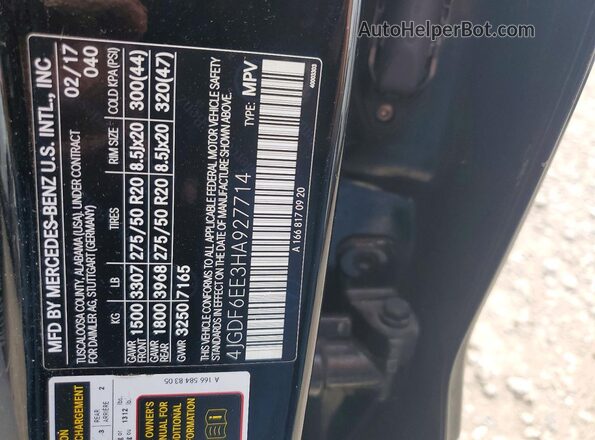 4JGDF6EE3HA927714 2017 MERCEDES-BENZ GLS-CLASS Black Widok wnętrza 360 stopni
