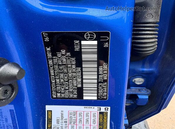 NMTKHMBX8JR023848 2018 TOYOTA C-HR Blue Widok wnętrza z tyłu