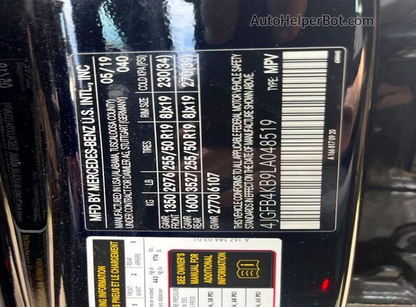 4JGFB4KB9LA048519 2020 MERCEDES-BENZ GLE Black 
