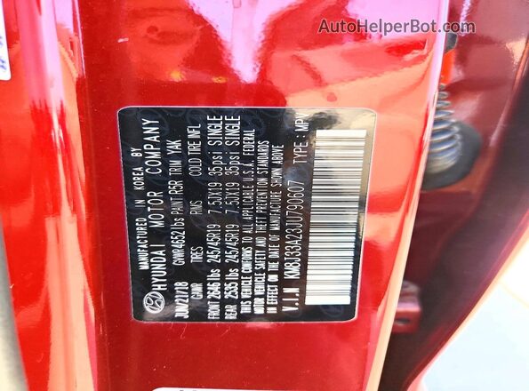 KM8J33A23JU790607 2018 HYUNDAI TUCSON Red 360 interior view