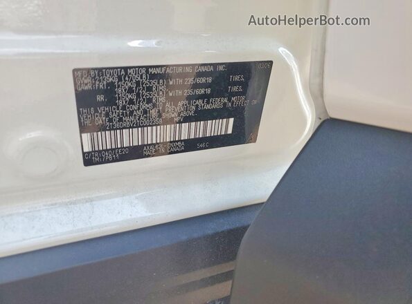 2T36DRBV2TC002359 2026 TOYOTA RAV4 White VIN კოდის სტიკერის ხედი