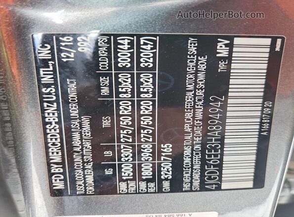 4JGDF6EE3HA894942 2017 MERCEDES-BENZ GLS-CLASS Gray Vista interior de 360 grados