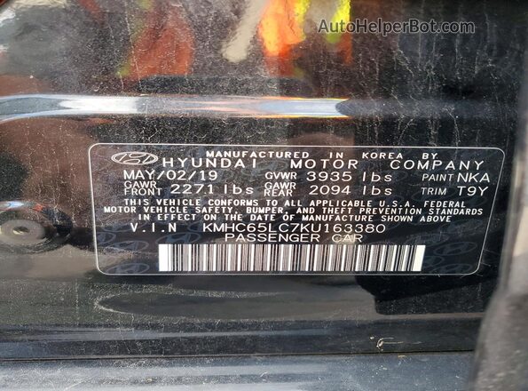 KMHC65LC7KU163380 2019 HYUNDAI IONIQ Black Widok naklejki z numerem VIN